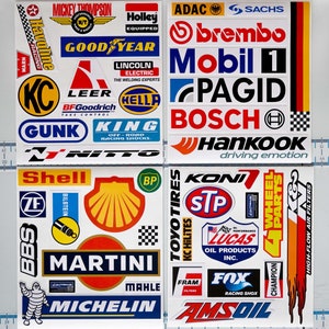 Motorsport Racing Decals - Huge Set of Stickers - Toolbox Garage Decor - Nascar - Formula 1 Racing Sponsors - Motorcycle & Automobile Theme