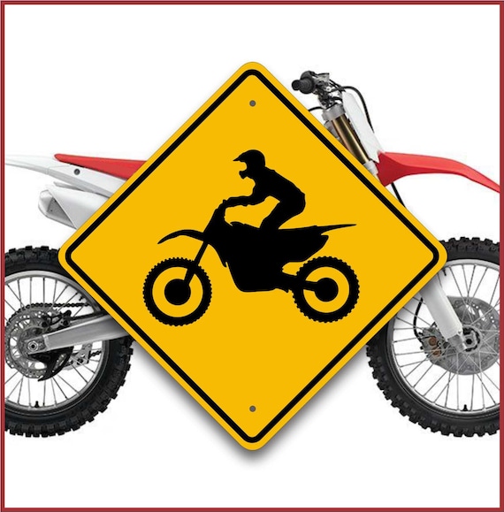Dirt Bike Crossing Sign Motocross Enduro Trail Marker Fun Motorcycle Gifts