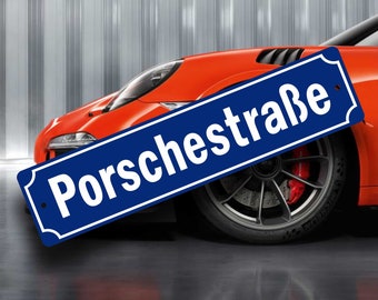 Porschestraße Sign - German Street Marker - Aluminum Schild Replica - European Garage Decor - Wolfsburg -   Nice Gift for Automobile Lovers