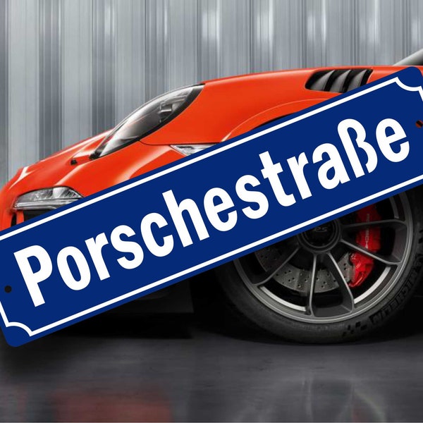 Porschestraße Sign - German Street Marker - Aluminum Schild Replica - European Garage Decor - Wolfsburg -   Nice Gift for Automobile Lovers