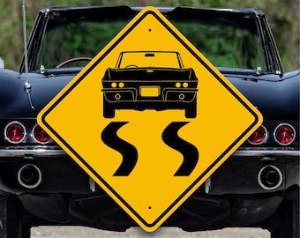 Corvette C2 Convertible - Stingray - Customizable Tire Burnout Sign - Classic Sports Car Garage Decor - Automobilia Collectable Gift - Drive