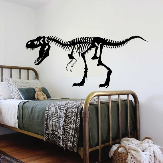 Dinosaur Skeleton Self Adhesive T Rex Unique Wall Art Children's Theme  Party Décor Removable Wall Vinyl Easy DIY Install Family 