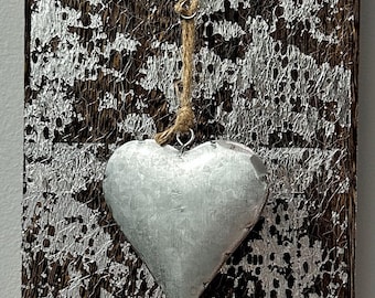 Decoración de pared de corazón de metal hecha a mano