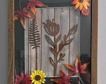 Décoration murale rustique faite main de fleurs d'automne