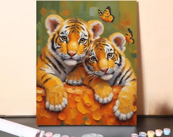 Måla efter siffror Tiger, DIY akrylmålningssats för vuxna, tigerbild väggdekor, djurkonst present till djurälskare