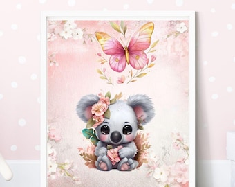 Print babykoala, aquarel kinderkamer muurkunst (digitale download)
