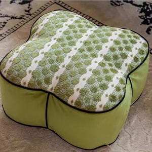 Four Leaf Clover Shape Footstool Cover| Sofa Footrest Stool  |Ottoman Cover|Bedroom pouf|Tufted stool,Moroccan pouf, Footrest bench
