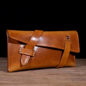 Cartera de mano para hombre de piel italiana hecha a mano, tarjetero, bolso largo, cartera minimalista, regalo para él o para papá.