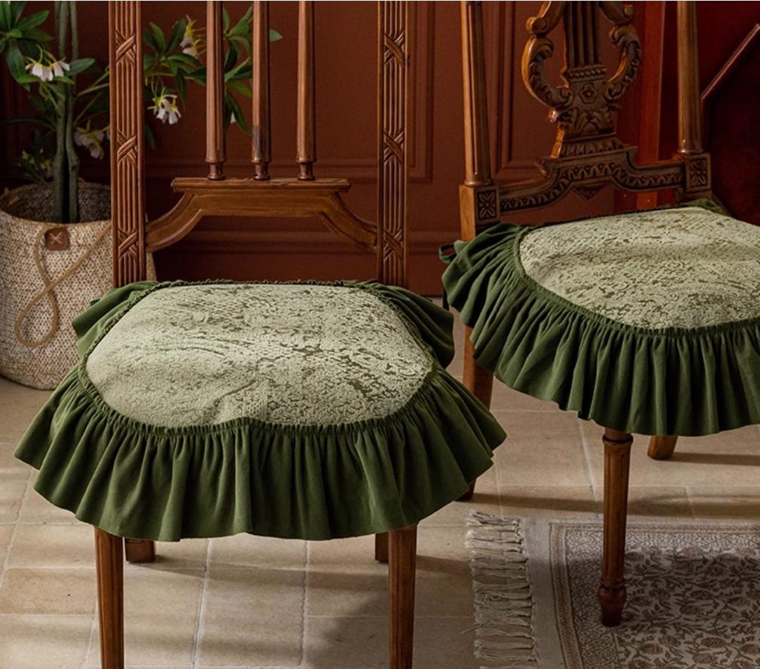 French chair Seat Cover With Ruffle,retro Slipcovers Ruffle Chair ...