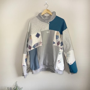 Geüpcycled herwerkt/uniek/gewatteerd patchwork handgemaakt Under Armour hoodiesweater Cottage kern