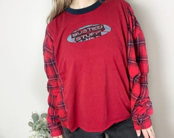 Upcycled Reworked / One of a Kind / Handmade Dave Mattews Band Vintage Ringer Flanell Top