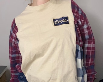 Upcycled überarbeitetes / Einzelstück / Coors Patchwork Flanell Top