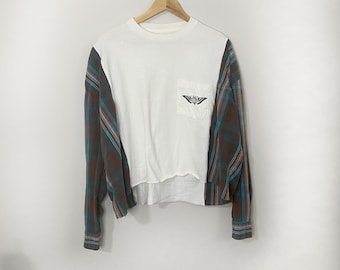 1996 Sturgis Bike Kundgebung Flanellpullover Top: Upcycled Harley Davidson Baumwollmischung