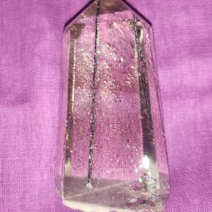 High Quality Natural Black Tourmaline in Clear Quarts Rutilated Tower
