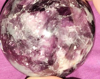 High Quality Natural Flashy Purple Mica Lepidolite Sphere
