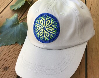 Handmade Crochet Mandala Baseball Cap (Marine)