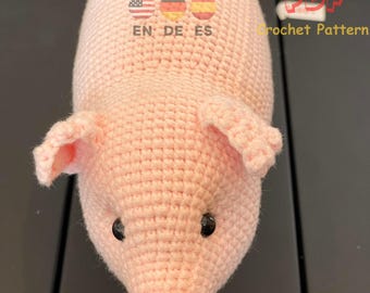 Schwein Amigurumi Häkelanleitung: Englisch, Deutsch, Spanisch (PDF-Muster)