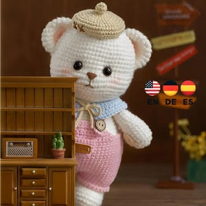 28cm Teddy Bear Crochet Pattern,Amigurumi, English German Spanish PDF Pattern,häkeln anleitung,Häkelanleitung für einen Teddybär,Teddy Bear