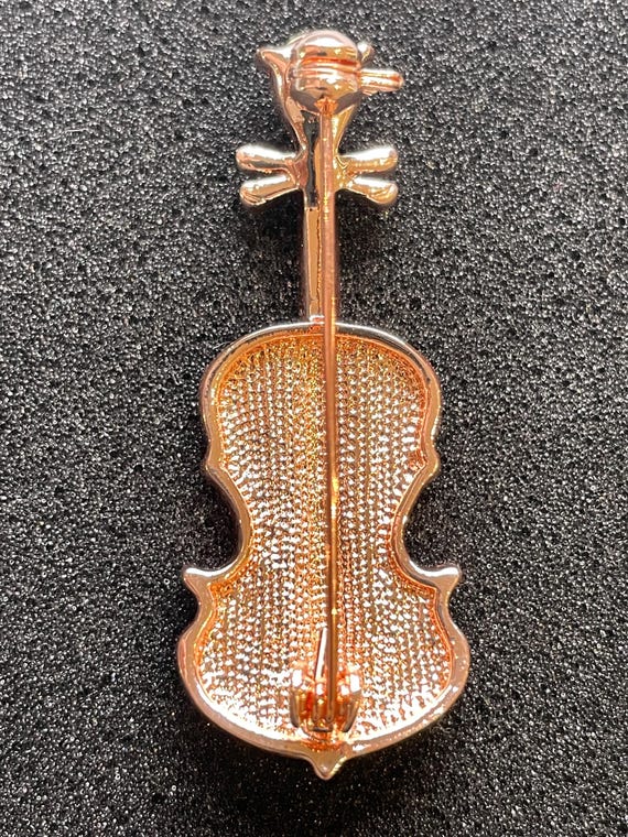 Broche Violon Vintage Strass - Élégante Et Raffinée, Occasion