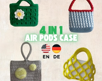 Crochet AirPods Case Pattern: 4-in-1 Bilingual PDF (Beginner-Friendly)