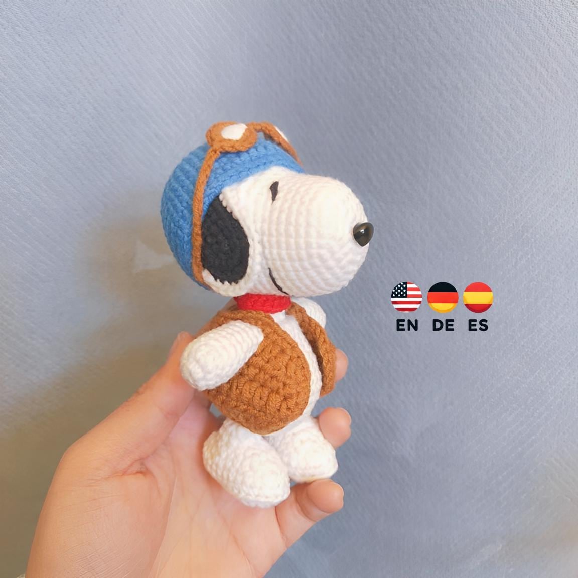 Snoopy Amigurumi Dog Pattern in English, German, and Spanish
