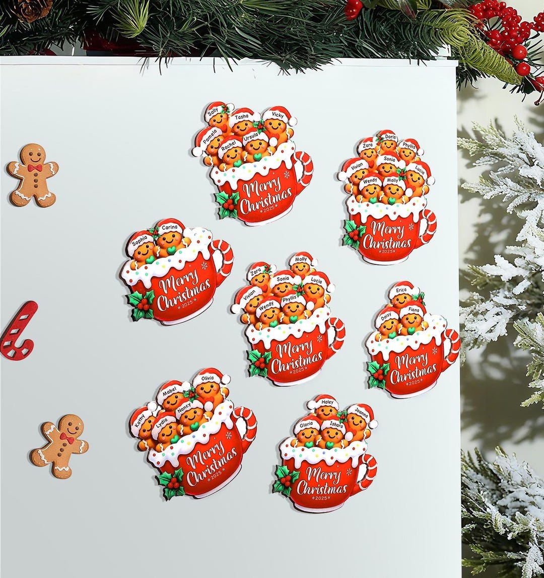 Personalized Christmas Fridge Magnet Custom Names 2025 - Holiday ...