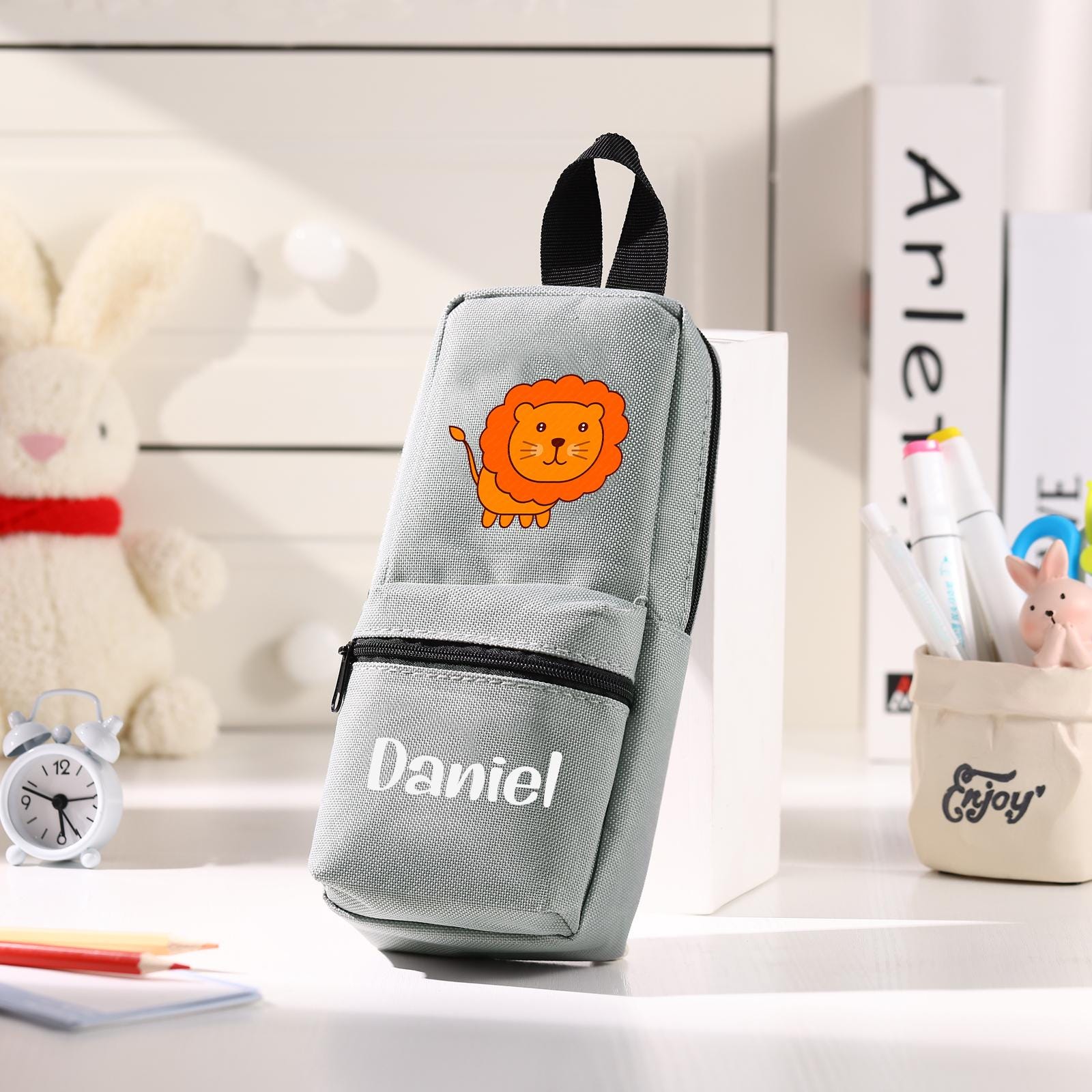 Showudesigns Astuccio Portamatite Per Bambini Con Design Animaletto Gatto - Capiente, In Poliestere, Con Cerniera - Ideale Per Scuola, Ufficio E Makeup