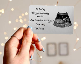 Benutzerdefinierte Metall Ultraschall Foto Brieftasche Karte, neues Baby Sonogramm Geschenk, Baby offenbaren Schwangerschaftansage, Brieftasche Insert Karte, Vatertagsgeschenk