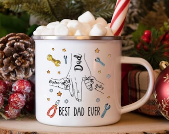 Personalized Dad Mug,Custom Best Dad Ever Dad Coffee Cup, Dad Gifts with Kids Names, Daddy Birthday Fathers Day Gifts for Dad Huaband