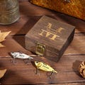 Personalized Fish Hook Bait Set,Custom Metal fishing Lure with Wooden Box,Fisherman Gift for Dad,Fishing Gifts For Him,Gift for Boyfriend