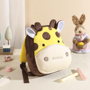 Sac à dos personnalisé pour tout-petits pour filles et garçons, mini sac à dos pour enfants avec formes d'animaux, nom brodé, cadeau d'anniversaire pour pépinière de zoo, cadeaux d'anniversaire