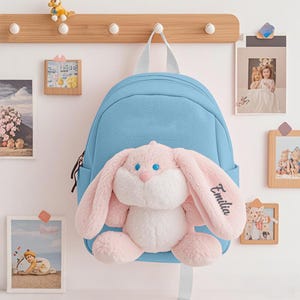 Cartable pour tout-petit lapin personnalisé avec nom de l'enfant, sac à dos pour tout-petit, cadeau de rentrée, cartable pour enfant, sac à dos pour enfant avec nom