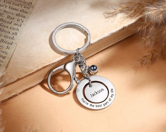 Llavero de proyección personalizado - Llavero de acero personalizado con foto/nombre - Regalo único para ella/él, idea de regalo de aniversario, regalos conmemorativos