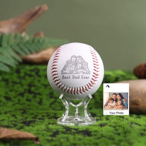Personalized Photo On Baseball Ball Engraved,Keepsake Baseball With Stand,Custom Fathers Day Gift from Kids Picture,Father's Day Gifts