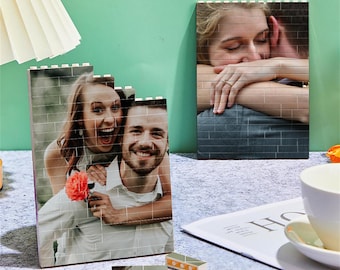 Custom Daddy & Me Brick Photo block,Personalised Daddy and Me Building Brick Photo Block, Picture Puzzle,Gift for Dad, Father's Day Gift