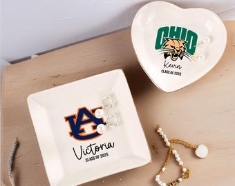 University Custom Trinket Ring Dish,Class of 2025 College Graduation,Personalized Graduation Jewelry Dish,Personalized Graduate Gift