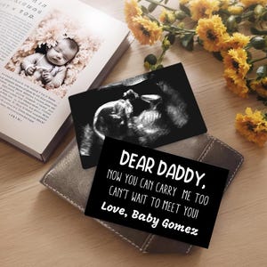 Aangepaste echografie foto portemonnee kaart, nieuwe baby echo cadeau, nieuwe baby echo cadeau, baby onthullen zwangerschap aankondiging, vaderdagcadeau