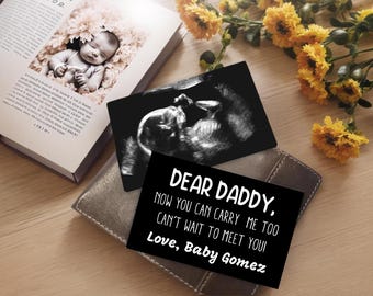 Tarjeta de billetera con foto de ultrasonido personalizada, regalo de ecografía para recién nacido, anuncio de embarazo, regalo para el Día del Padre