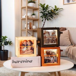 Benutzerdefinierte Foto Flipbook Animation Box, Hand Bewegung Fotoalbum, Vatertag Rahmen, Handkurbel Flipbook Maschine, Holz Album mit Licht, Geschenk für Papa