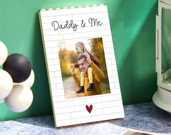 Personalised Daddy & Me Brick Photo block,Personalised Family Photo Block,Father's Day Gifts.Buliding Block Gift.Gift for Dad Grandpa