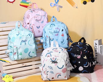 パーソナライズされた幼児用バックパック、刺繍入り子供用バックパック、幼稚園用ブックバッグ、子供用バックパック、男の子用女の子用バッグ、新学期ギフト、誕生日ギフト