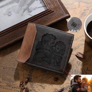 Personalisierte Leder Foto Geldbörse für Papa, Faust Bump und Papa, Erinnerungsgeschenk, Jubiläumsgeschenke für ihn, PU Leder Walt, Geschenk für Papa, Ehemann