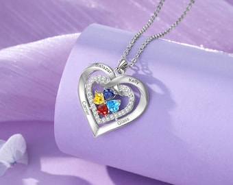 Geschenk für Mama, individuelle Mutter Halskette mit Steinen - Oma Schmuck, Mutter Tochter Andenken für Geburtstag, Jahrestag, Weihnachten