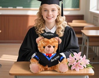Personalisierter Abschluss-Teddybär 2025, Abschluss-Bär mit Namen, Geschenke für Abschluss,College-Abschluss-Geschenk,Plüschbär mit Doktorhut