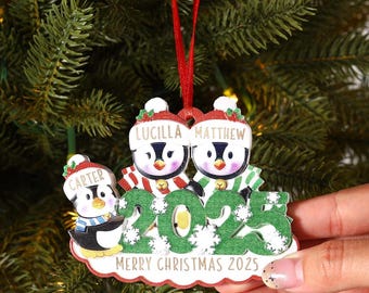 2025 Family Christmas Tree Ornament, Custom Resin Family Christmas Ornament, Engraved Ornament,Christmas Gift,Personalized Holiday Ornament