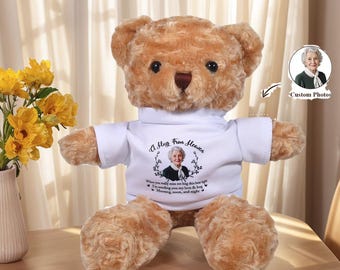 Oso de peluche personalizado conmemorativo, recuerdo conmemorativo, regalo personalizado para honrar la memoria de un ser querido fallecido, oso de peluche con foto, regalo de condolencias, regalo de duelo