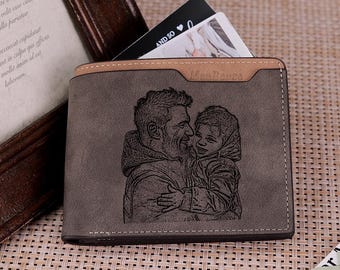 Cartera personalizada con foto para hombre, billetera personalizada con grabado, billetera de cuero PU, regalo de recuerdo, regalo de aniversario para él, regalo para el Día del Padre