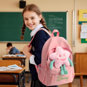 Sac à dos personnalisé pour tout-petit avec un sourire étoilé, sac à dos en nylon avec nom personnalisé, sac à dos avec nom personnalisé, sac à dos pour enfant avec nom, cadeaux d'anniversaire pour enfant