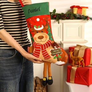 Medias navideñas grandes, medias navideñas familiares personalizadas con nombre, regalo de decoración navideña, medias navideñas, decoración navideña