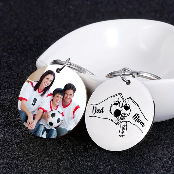 Custom Family Keyring for Dad Heart With Kids,personalised Photo